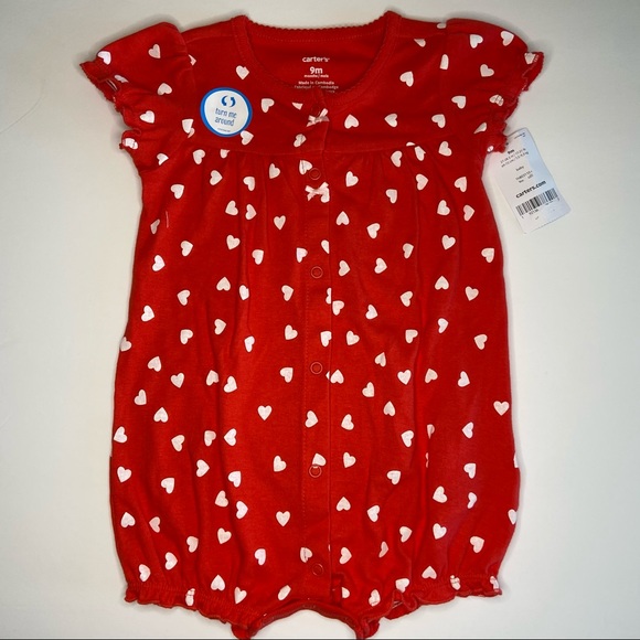 Carters Red Heart Romper 9M - Picture 1 of 5